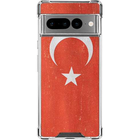 Turkish Flag Distressed Google Pixel 7 Pro Clear Case